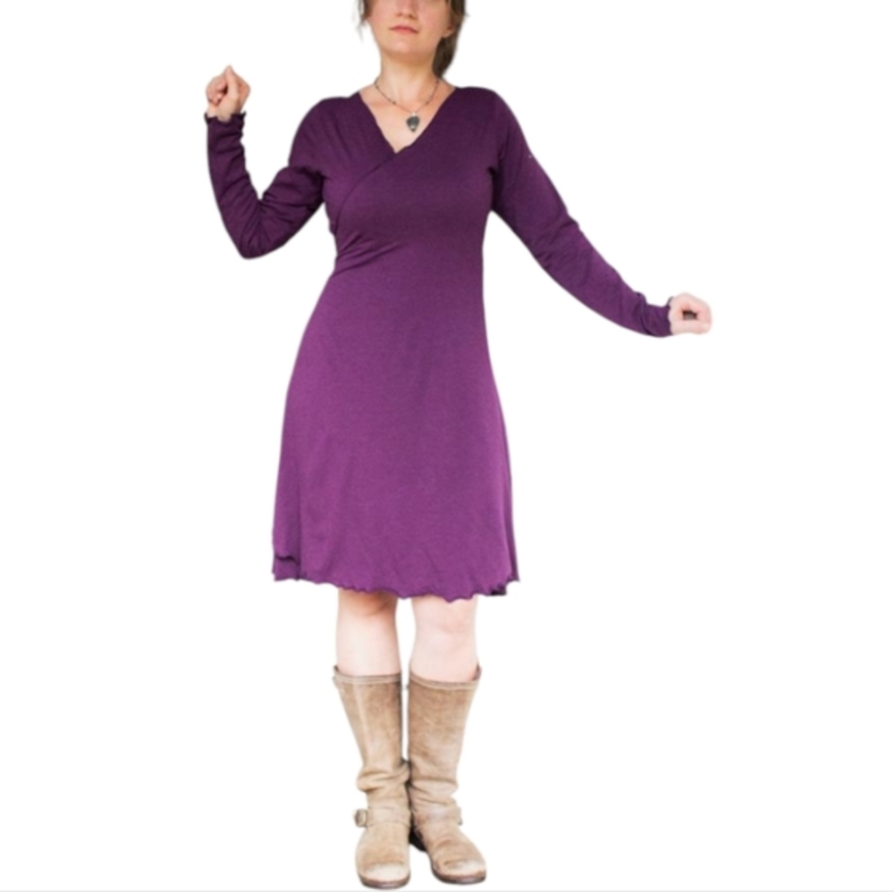 Prana 100% cotton‎ supplice long sleeve purple active dress size medium